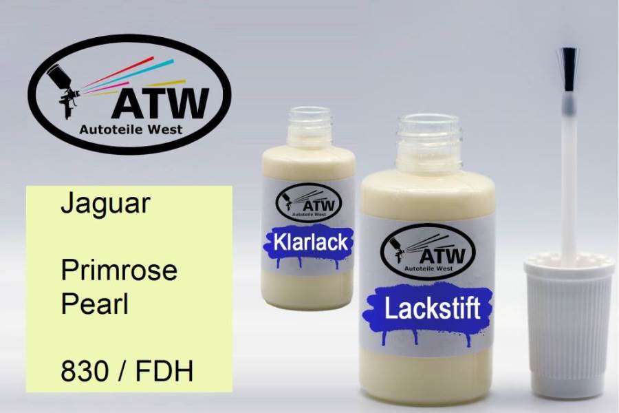 Jaguar, Primrose Pearl, 830 / FDH: 20ml Lackstift + 20ml Klarlack - Set, von ATW Autoteile West.